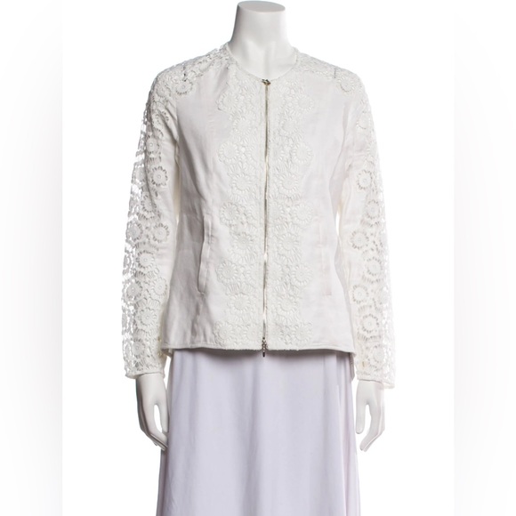 Anne Fontaine $895 Eyelet Lace Jacket ▫️ - Picture 1 of 13